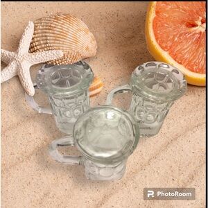 🌻 Set of 3 Vintage 90s Clear Mini Beer Mugs /Mini Shot Glasses  Never Used